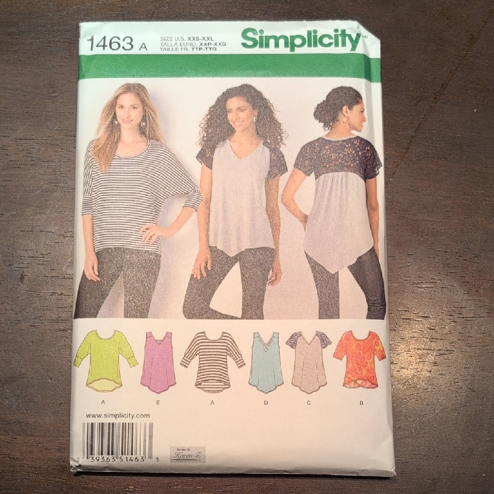 PATTERN Simplicity 1463 for Women's Tops